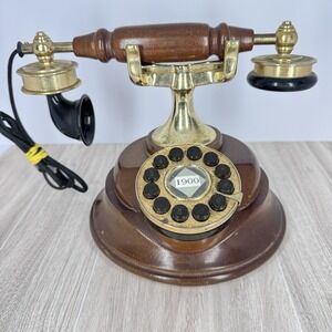 PF Sound Collection 1900 Rotary Style Vintage Telephone Wood Brass Untested